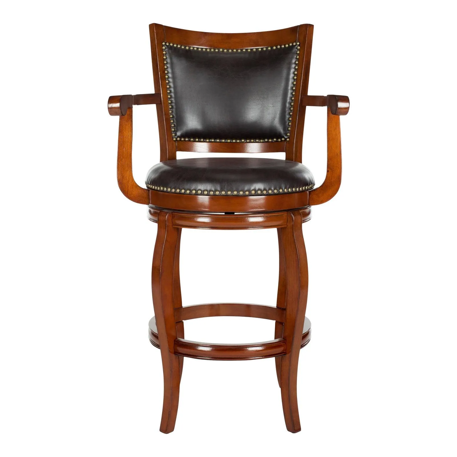 Swivel Barstool with Armrests in Walnut & Brown