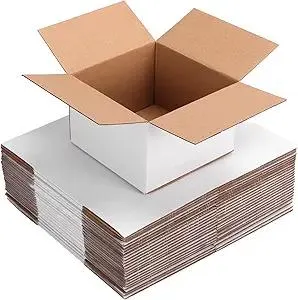 25 Pack Small Shipping Boxes 6x6x4 Inches, White Corrugated Cardboard Box for Shipping, Packing, Business, DIY