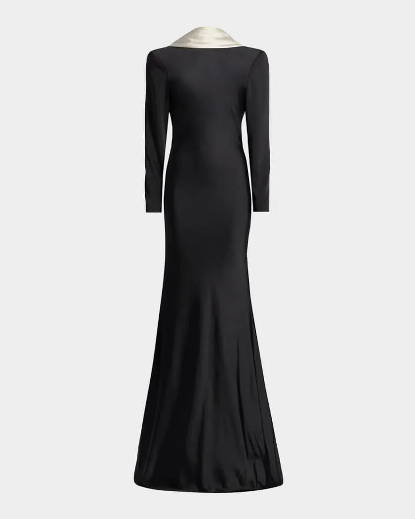 Allegra Draped Low-Back Charmeuse Gown