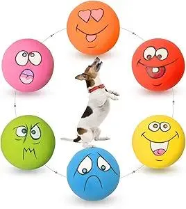 Latex Dog Squeaky Toys Rubber Soft Dog Toys Chewing Squeaky Toy Fetch Play Balls Toy for Puppy Small Pets 6pcs for Mini, Small Breeds, 2.28"*2.28"*1.30"