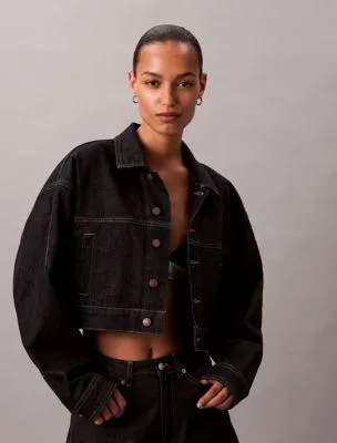 Cropped Relaxed Denim Trucker Jacket