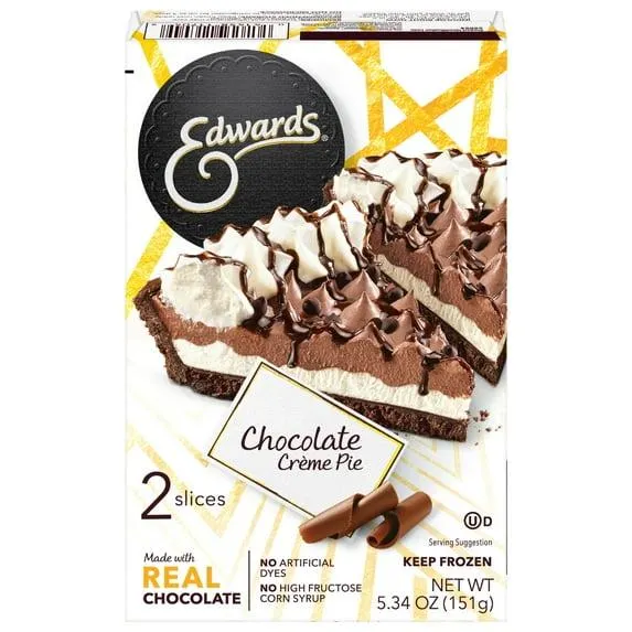 Edwards Singles Desserts Frozen Chocolate Crème Pie Slices, 5.34 oz 2 Pack