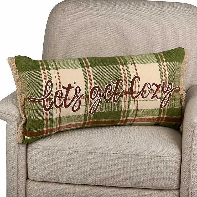 Lets Get Cozy Plaid Lumbar Pillow
