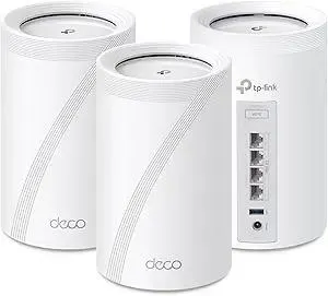 TP-Link Deco BE63 Tri-Band WiFi 7 BE10000 Whole Home Mesh System - 6-Stream 10 Gbps, 4x2.5G Ports Wired Backhaul, 4X Smart Internal Antennas, VPN, MU-MIMO, HomeShield, Free Expert Support (3-Pack)