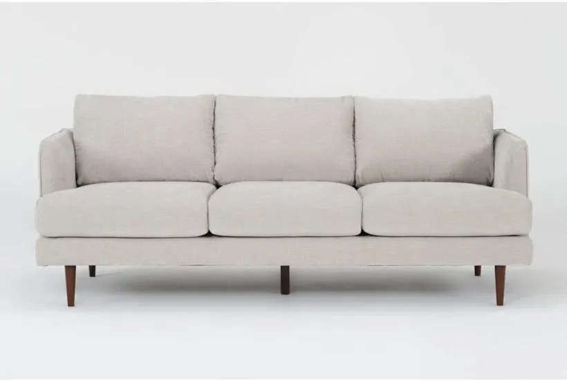 Marques Cobblestone White Fabric 84" Sofa | Loose Reversible Back