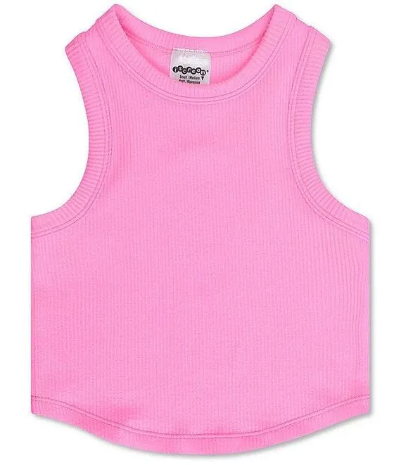 Big Girls Sleeveless Cropped Ribbed Racerback Tank Top