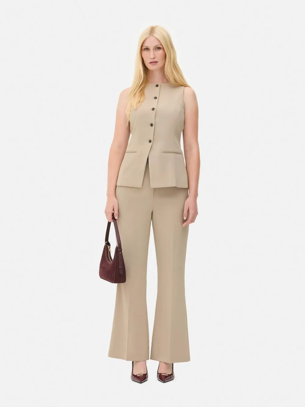 Mid-Rise Tailored Pants
