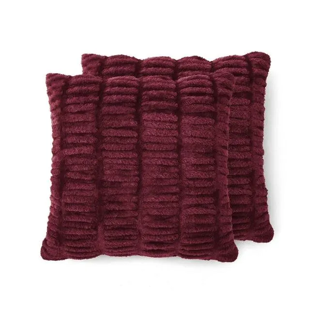 Member's Mark 2-Pack Ruched Faux Fur Decorative Pillows, 22" x 22"