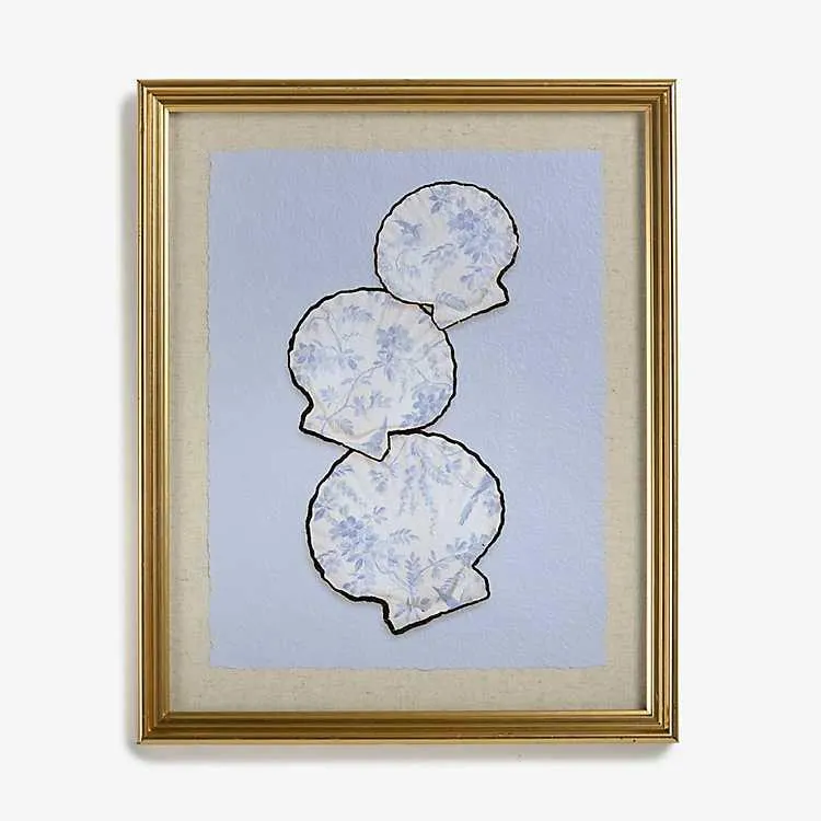 Blue Textured Seashells Framed Art Print