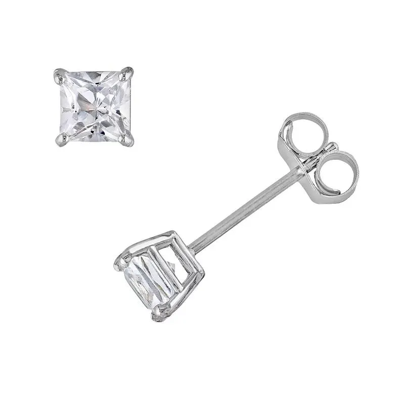 Stella Grace 10k White Gold Lab-Created White Sapphire Square Stud Earrings