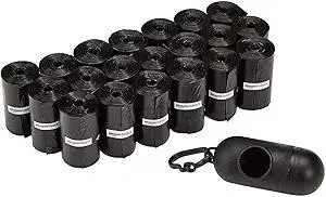 Amazon Basics Dog Poop Bags with Dispenser, 300 Count, Enhanced for Guaranteed Leakproof, Unscented, Includes Leash Clip