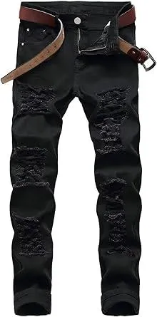 Men's Ripped Skinny Slim Fit Stretch Distressed Destroyed Jeans Denim Pants