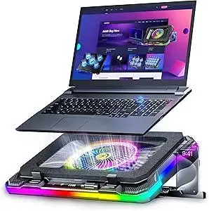 AICHESON Gaming Laptop Cooling Pad with Full RGB Lights, Powerful Cooler Fan Stand for 15-19 inch Gamer Heavy Duty Laptops and PC Computers