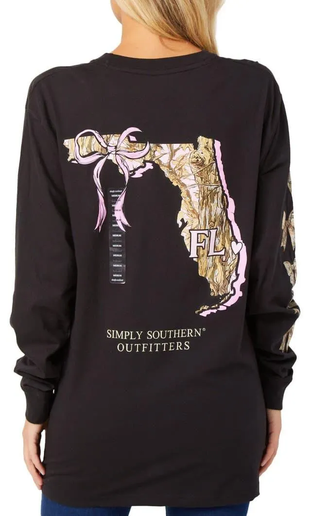 Simply Southern Juniors Long Sleeve Camo Florida Top