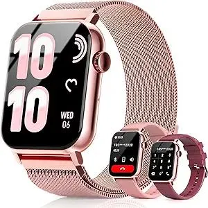 Smart Watches for Women, 1.83" HD Fitness Tracker (Answer/Make Calls), 120+ Sport Modes with Heart Rate/Sleep Monitor, IP68 Waterproof, Fitness Watch for iOS Android, Rose Gold