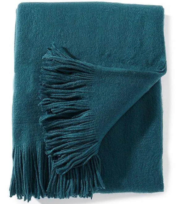 Ashford Brushed Knit Fringed Acrylic Throw Blanket