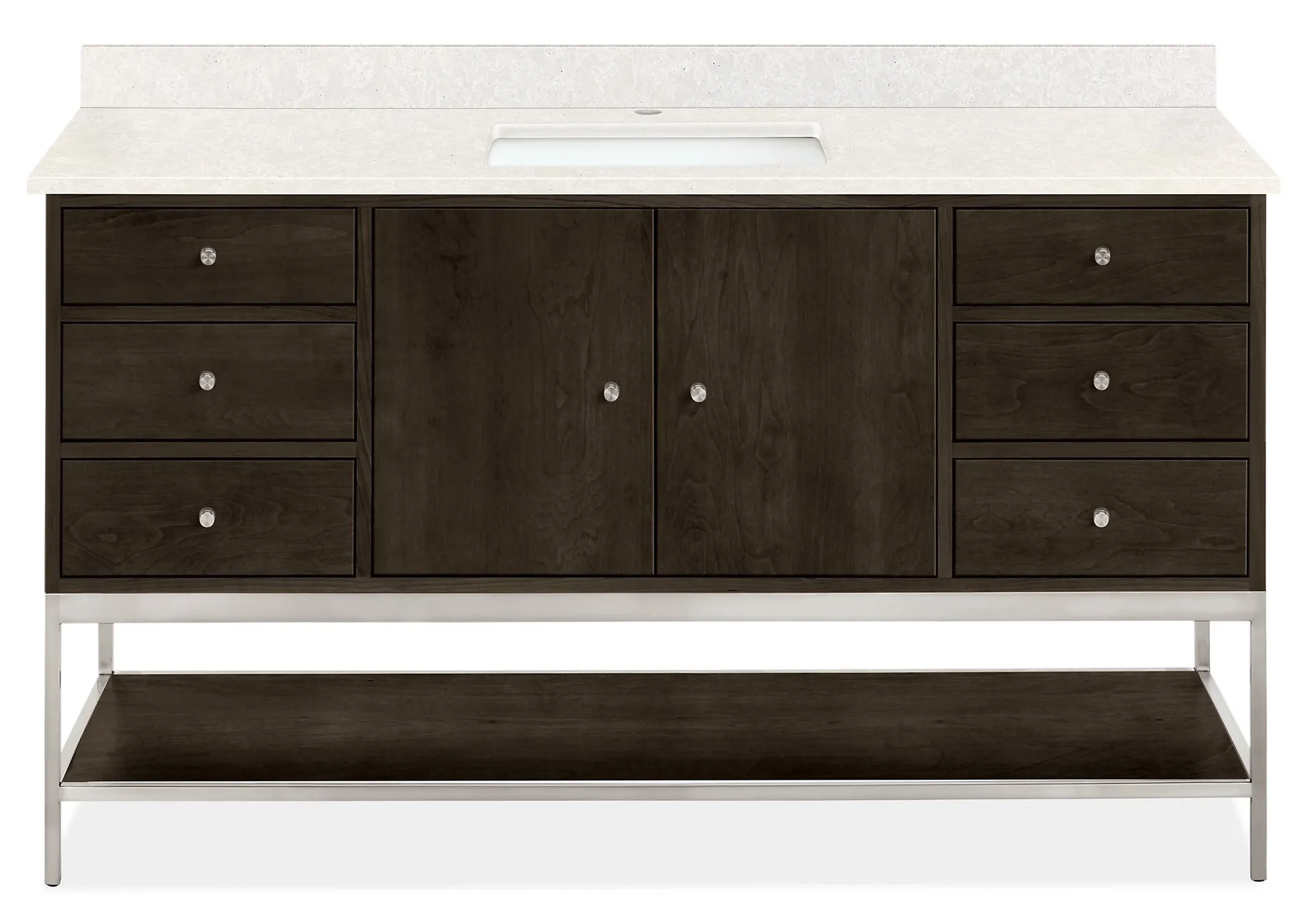 Linear 60w 21.75d SGL Vanity Steel BS L&R Overhang in Charcoal w/Foggy City Top