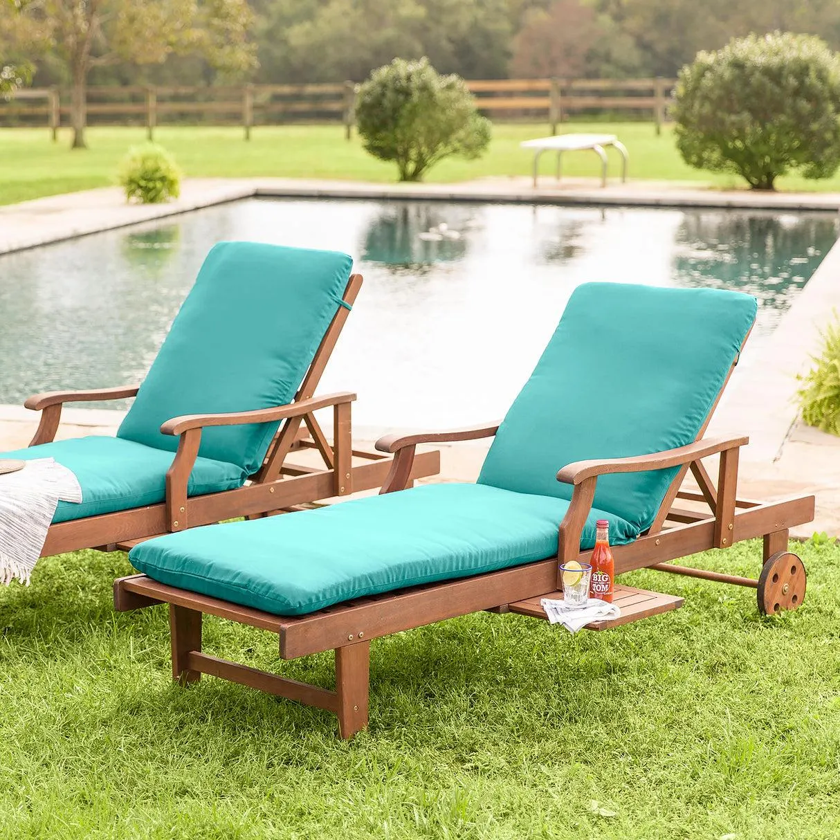 Claremont Eucalyptus Outdoor Chaise Lounge, Natural