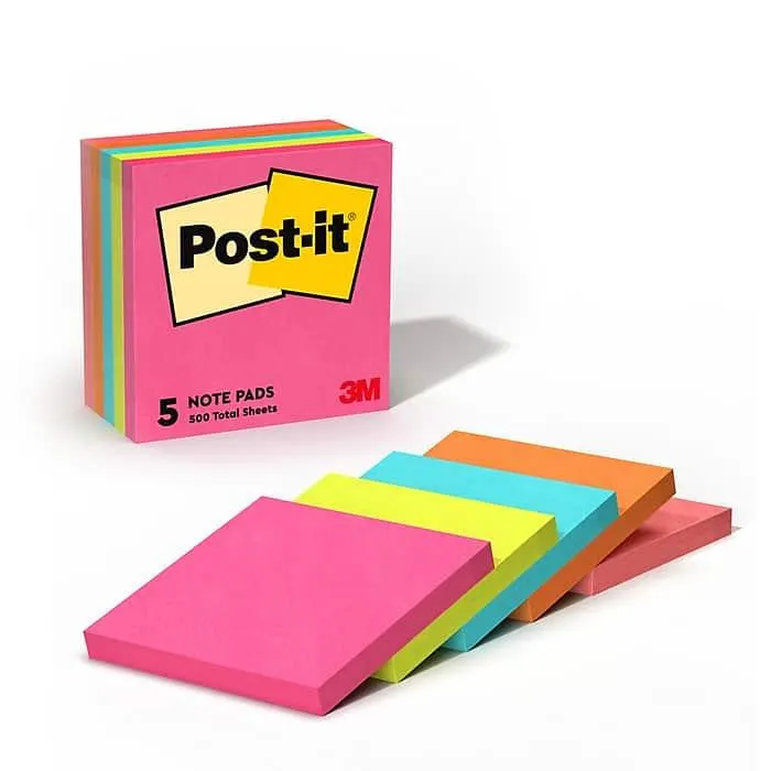 3" x 3", Poptimistic Collection, 100 Sheet/Pad, 5 Pads/Pack (6545PK)