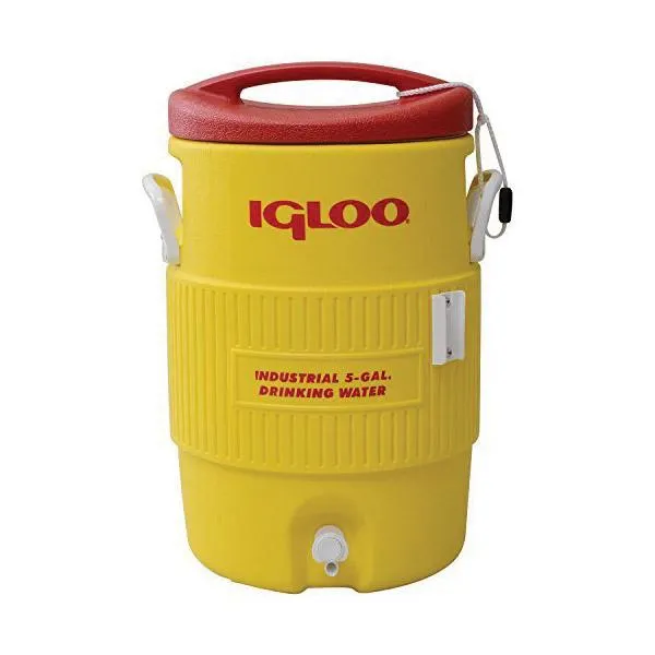 400 Series 00451 Water Cooler with Tap, 5 gal Cooler, Plastic, Red/Yellow