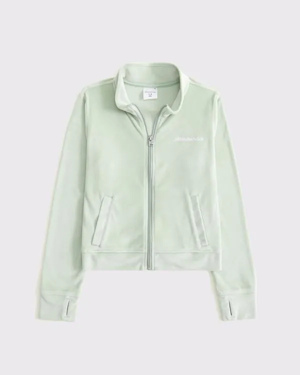 logo velour full-zip sweatshirt