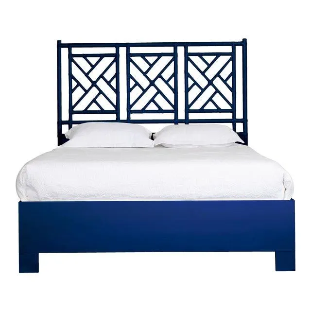Chippendale Bed Queen - Navy Blue