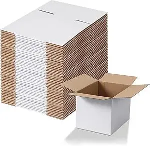 Calenzana 8x6x6 Shipping Boxes Set of 40, White Corrugated Cardboard Box for Mailing Packing Gifts Small Business