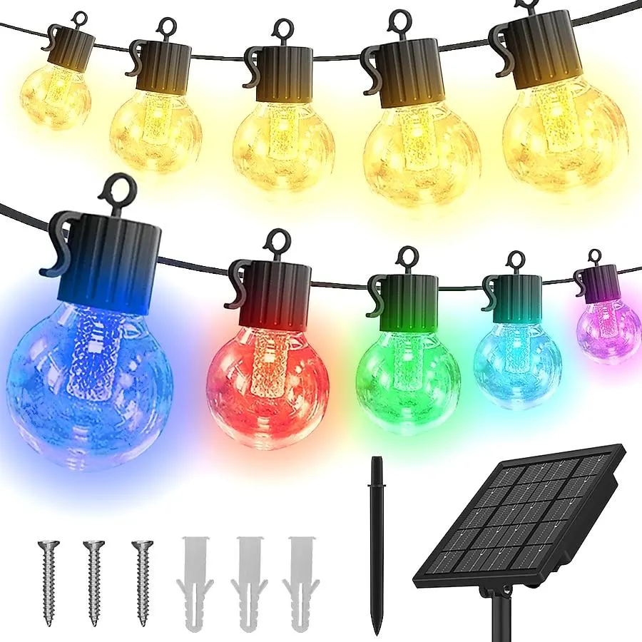 Avatar Controls 49-ft Solar Avatar Controls Indoor/Outdoor String Light with 25 Multicolor -Light LED Globe Bulbs