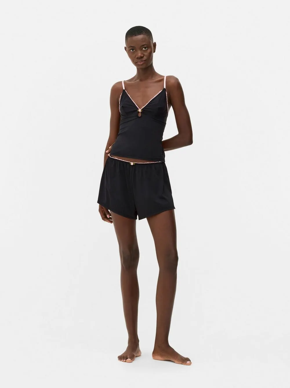 Lace Trim Pajama Shorts
