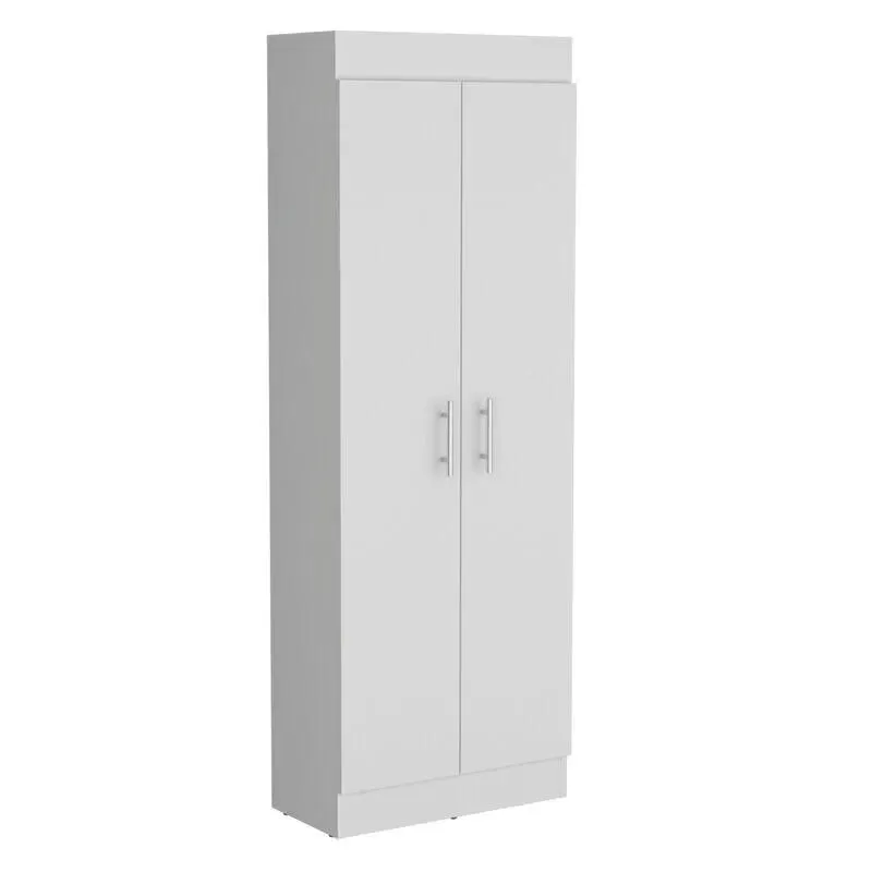 Nepal Pantry Cabinet, Space-Efficient 2-Door Design with Multiple Shelves-White