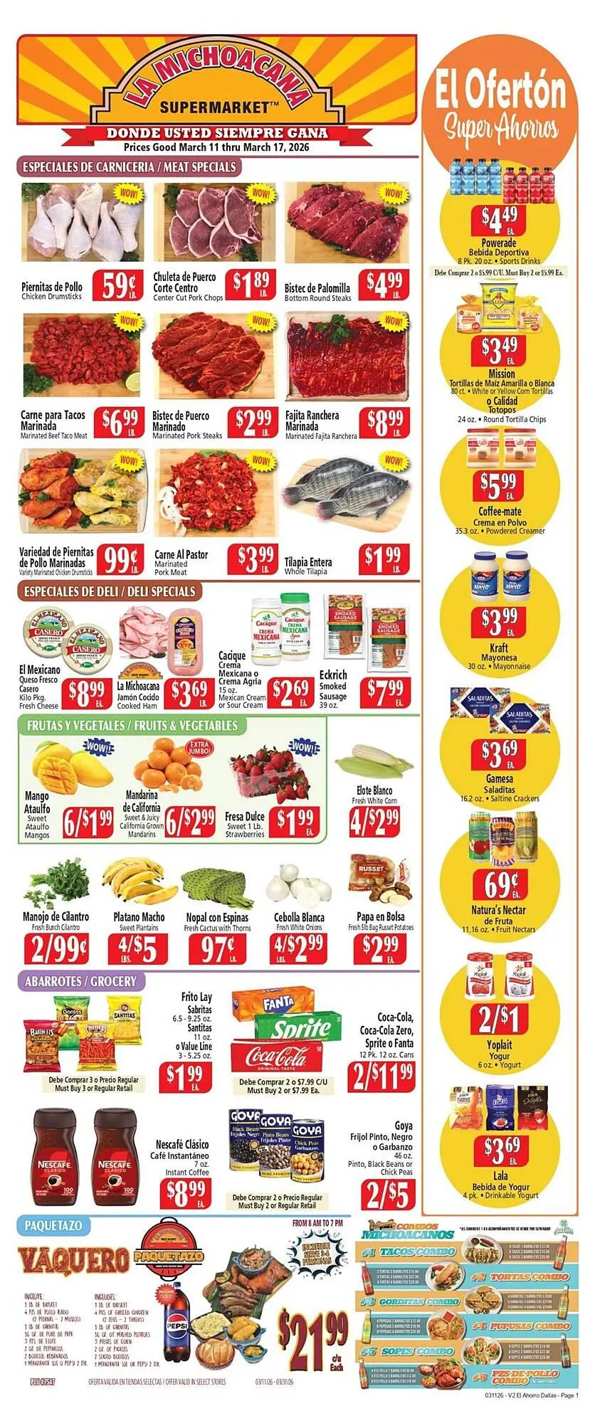 Weekly ad La Michoacana weekly ad from March 11 to March 17 2026 - Page 1