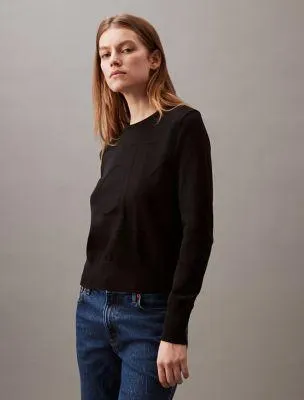 Smooth Cotton Relaxed Monogram Logo Sweater