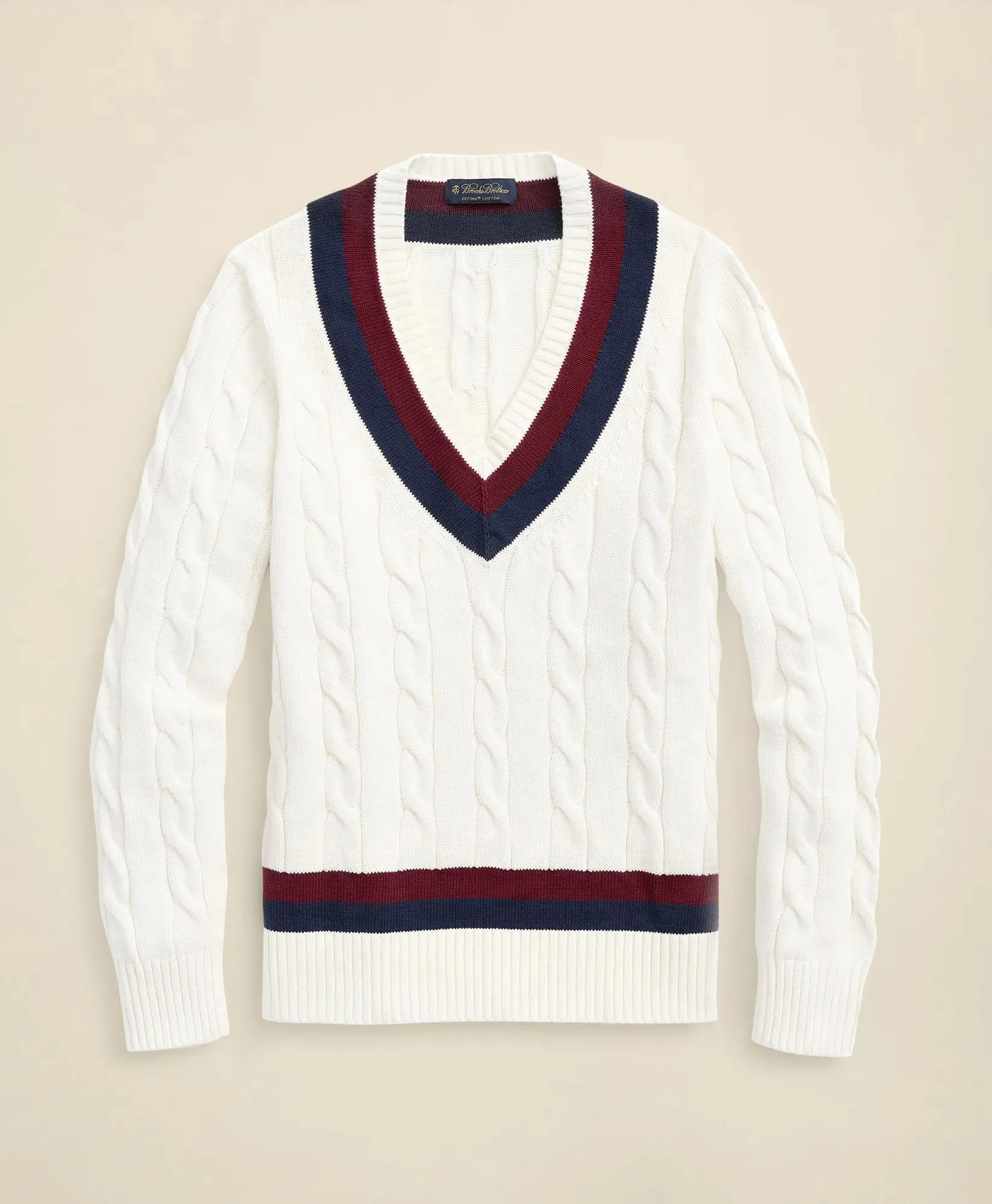 Vintage-Inspired Tennis V-Neck Sweater in Supima ® Cotton
