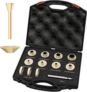 13 Pcs Precision Brass Router Template Bushing Guides Sets, Fits Any Porter Cable Style Router Sub Base, Router Guide Bushing with Carrying Case