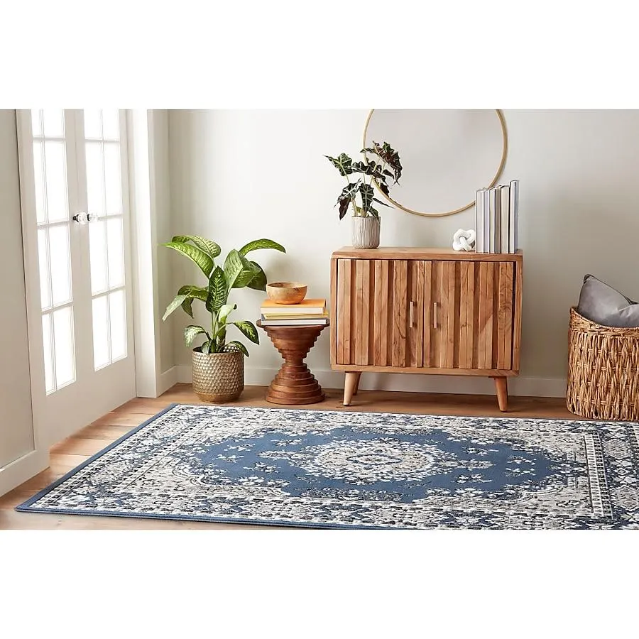 Home Dynamix Premium Sakarya 9 x 12 (ft) Loomed Blue/Ivory Rectangular Indoor Medallion French Country Area rug