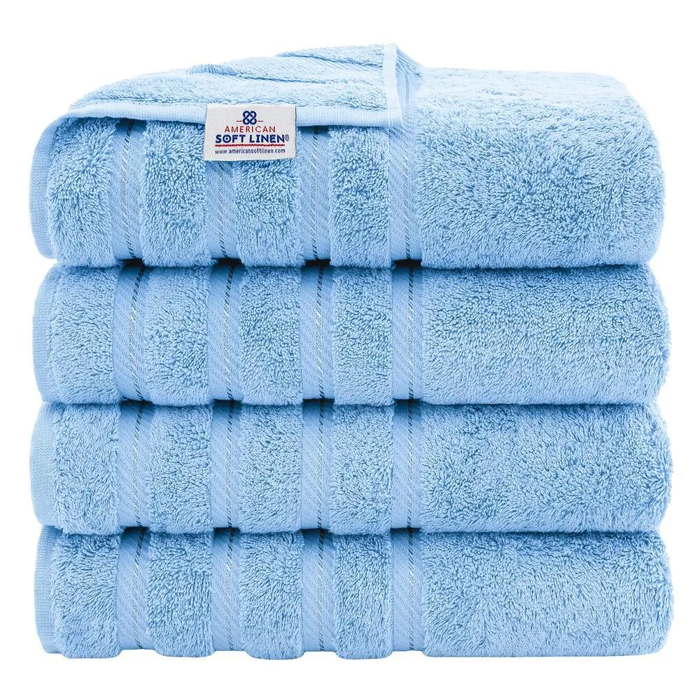 American Soft Linen Luxury 4 Piece Bath Towel Set 100 Turkish Cotton Bath Towels for Bathroom 27x54 in Extra Large Bath Towel
