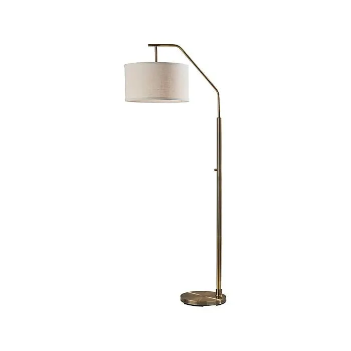 Simplee Adesso Max 66" Antique Brass Floor Lamp with Off-White Drum Shade (SL1140-21)