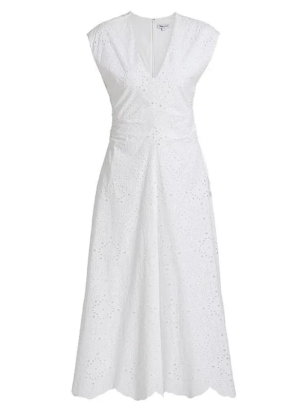 Aven Eyelet Cotton A-Line Midi-Dress