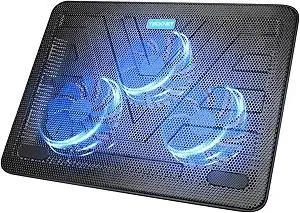 TECKNET Laptop Cooling Pad, Portable Slim Quiet USB Powered Laptop Notebook Cooler Cooling Pad Stand Chill Mat with 3 Blue LED Fans, Fits 12-17 Inches (Black)