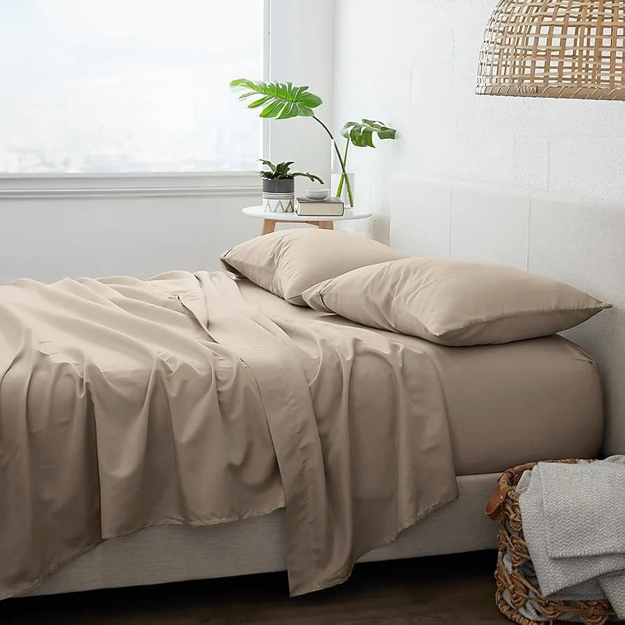 Ienjoy Home Queen Microfiber Taupe 4 -Piece Bed Sheet Set