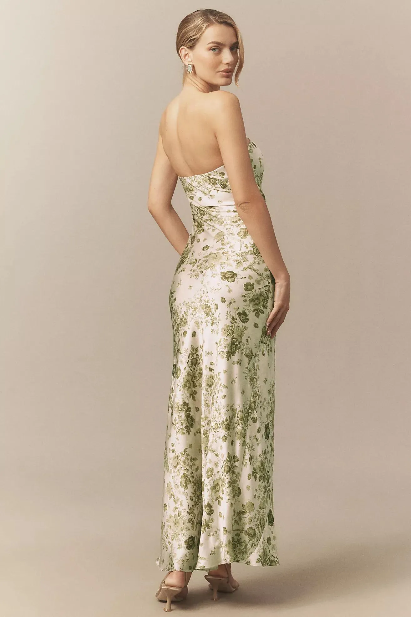 BHLDN Nesta Strapless Scarf Slip High-Shine Satin Maxi Dress