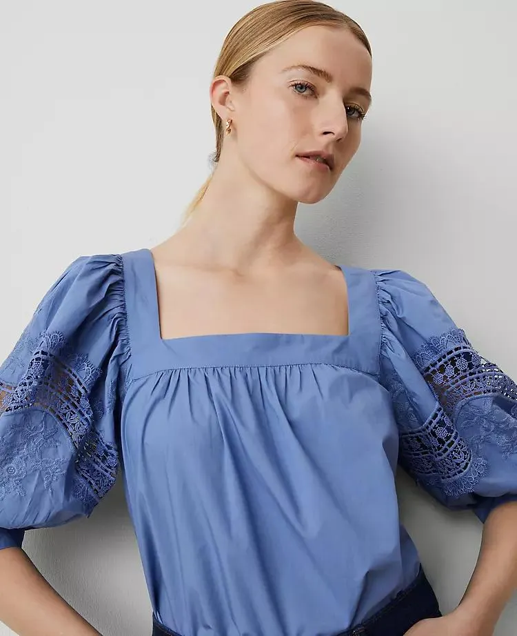 Eyelet Puff Sleeve Blouse