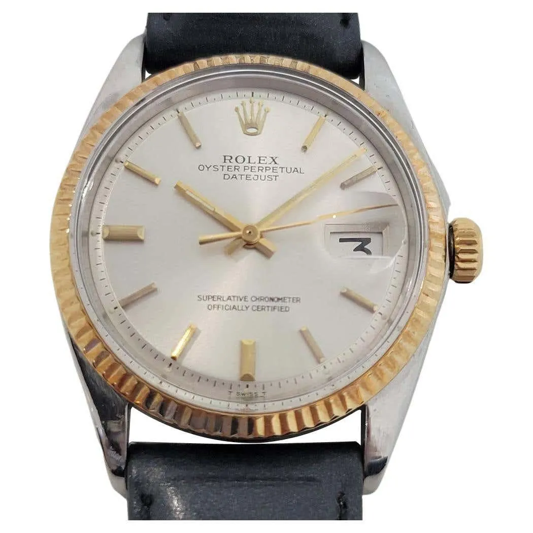 Mens Rolex Ref 1601 Oyster Datejust 18k SS Automatic 1970s Vintage RJC189B