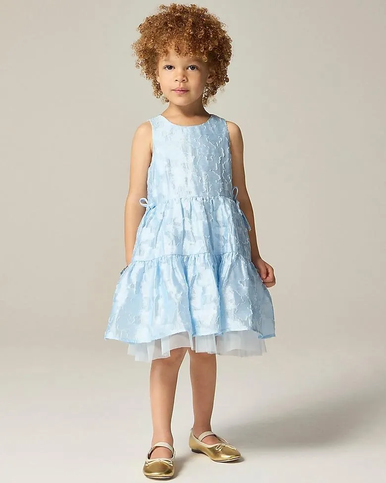 Girls' tiered dress in jacquard