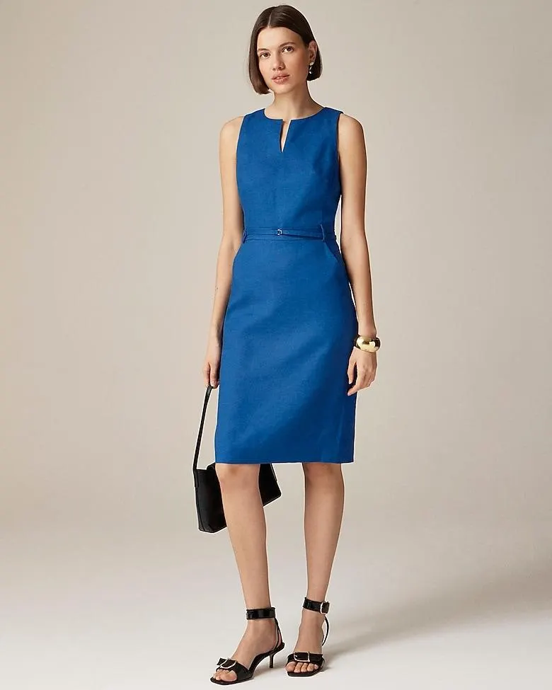 Executive dress in stretch linen blend