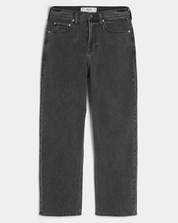 Washed Black Logo Graphic Baggy Jeans