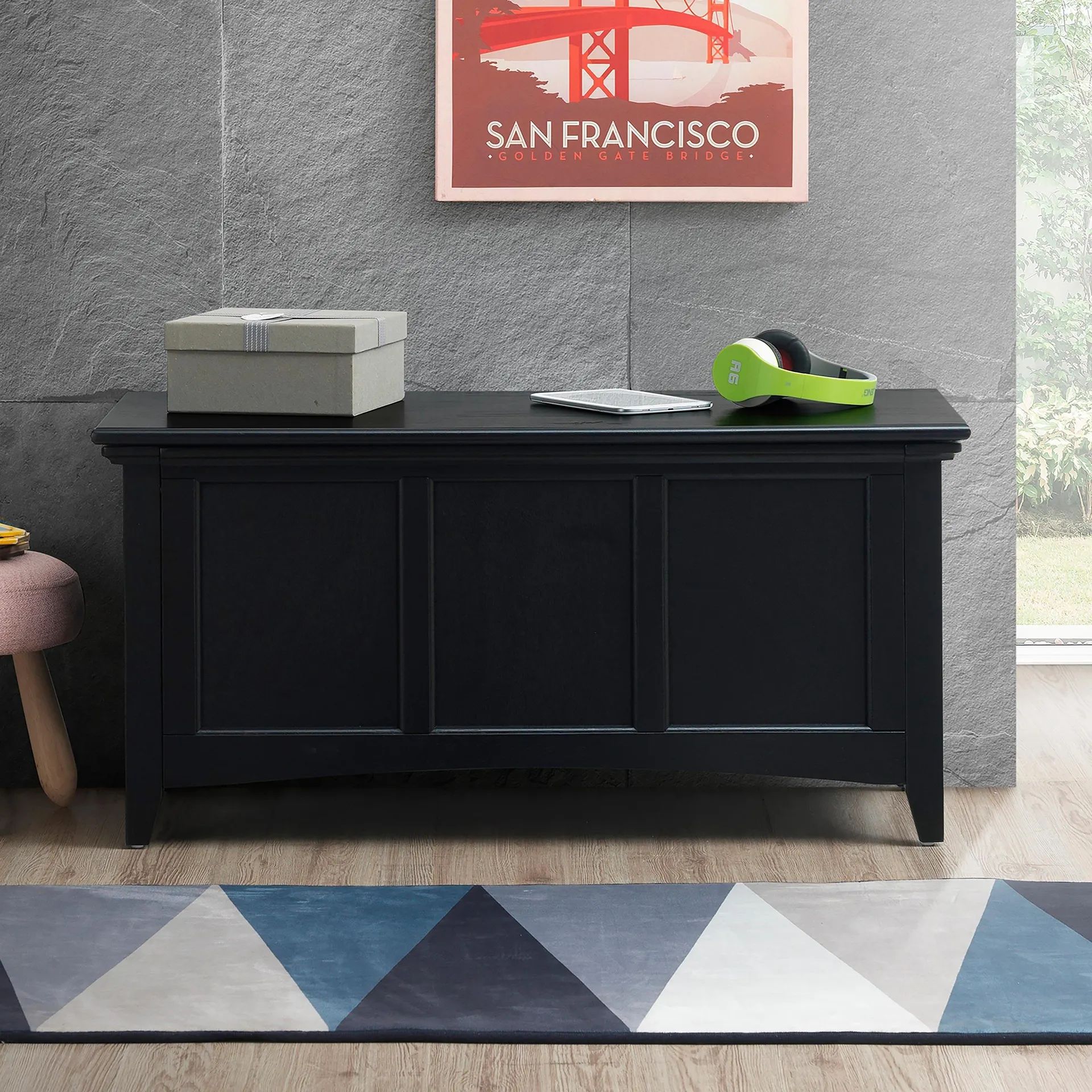 Hinged Paneled Storage Chest/Console