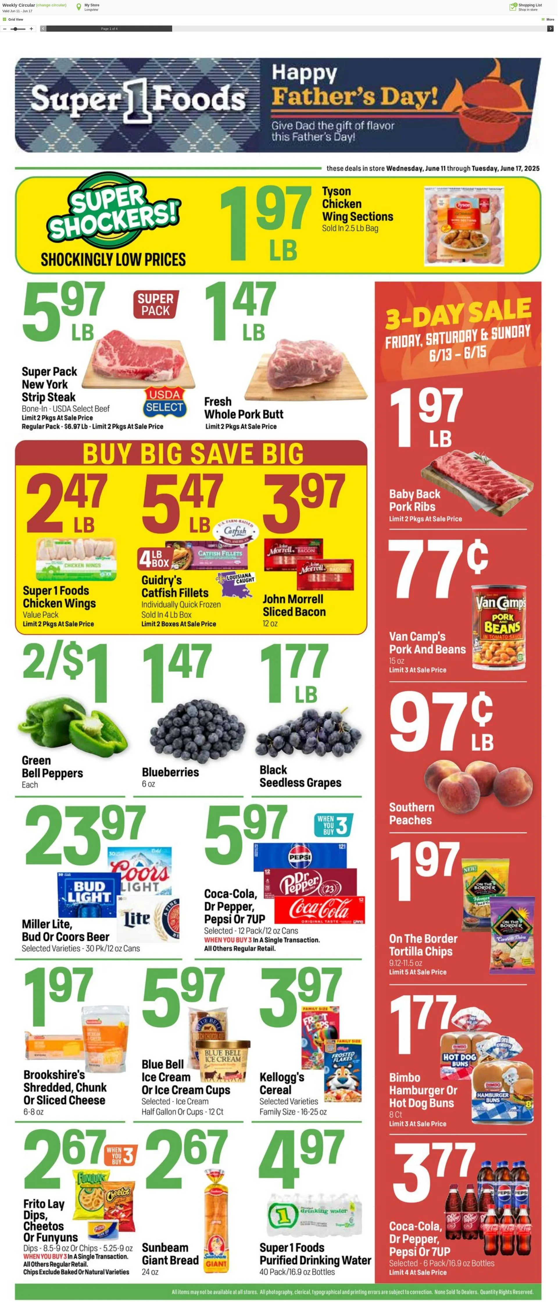 Weekly ad Super1Foods from June 11 to June 17 2025 - Page 1
