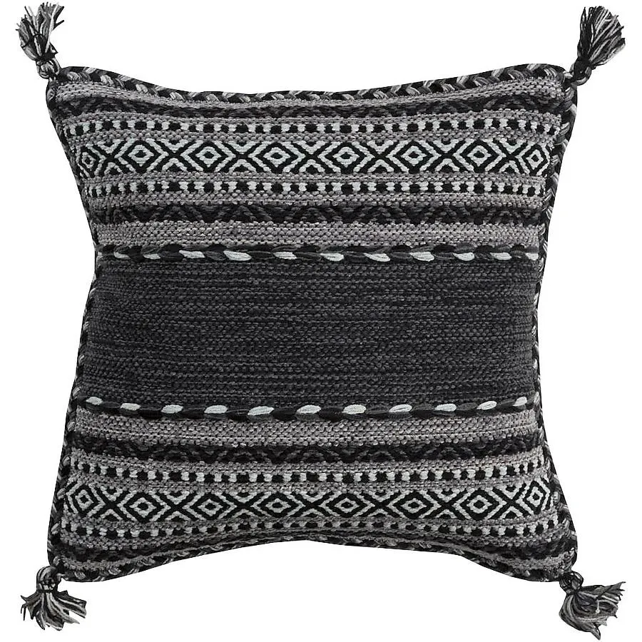Livabliss Trenza 22-in x 22-in Black Square Indoor Decorative Pillow
