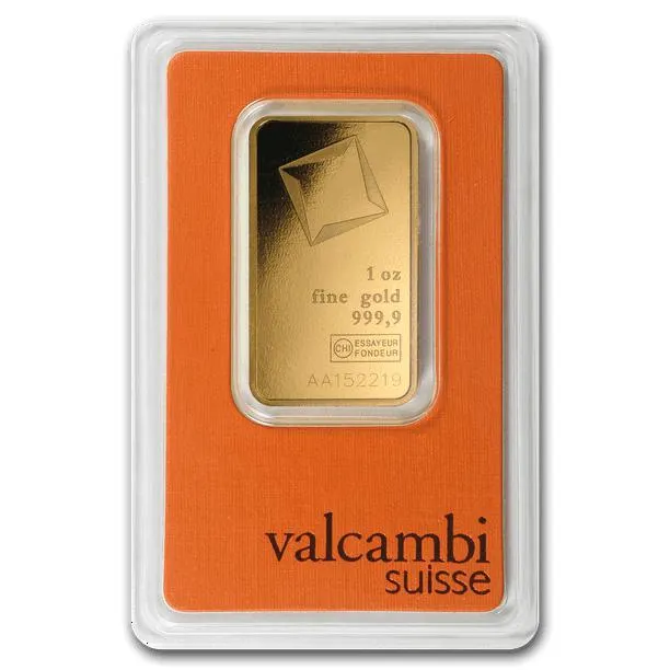 1 oz Valcambi Gold Bar in Assay .9999 Fine
